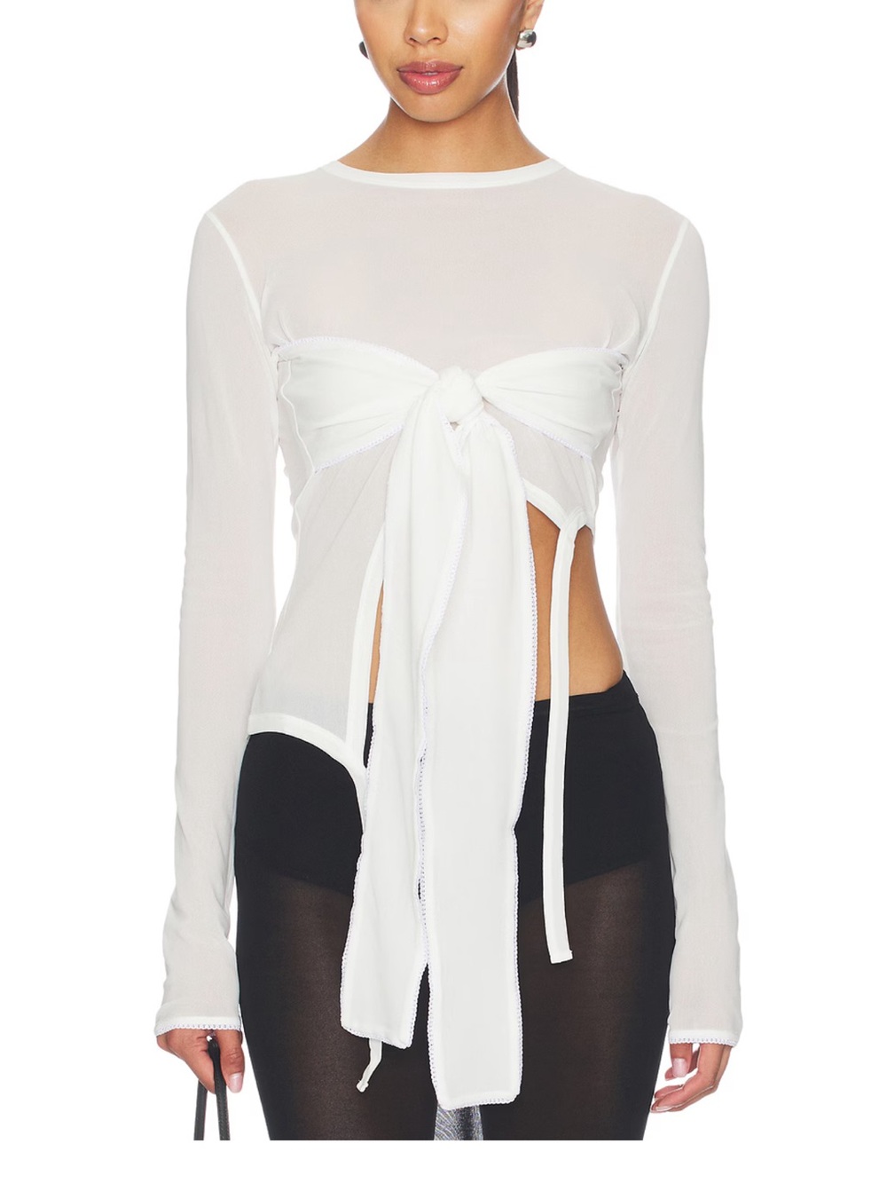 New Anthropologie Kettle Atelier Lena Knit Tie Top Sz M White
